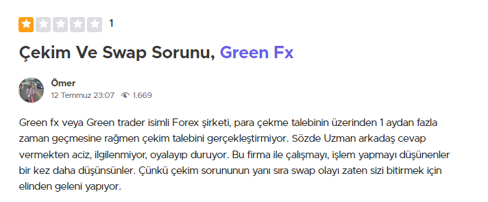 green fx şikayetler