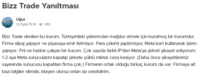 bizztrade şikayet var