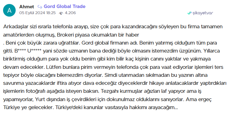 gord global trade şikayet