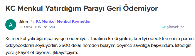 kc menkul şikayet