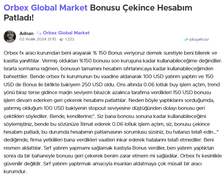 orbex şikayet