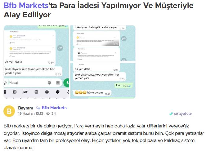 bfb markets şikayet