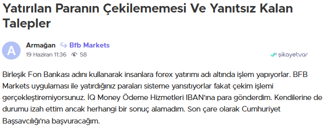 bfb markets şikayet