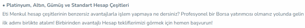 eti menkul hesap türleri