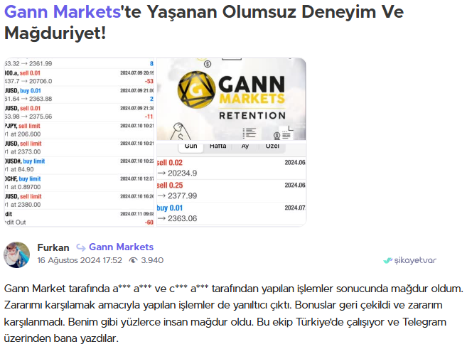 gann markets şikayet