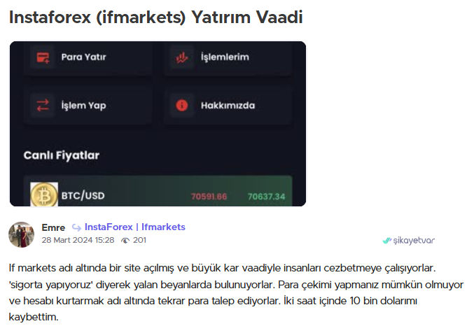 insta forex şikayet