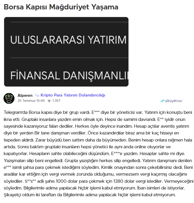 aventis yatırım şikayet