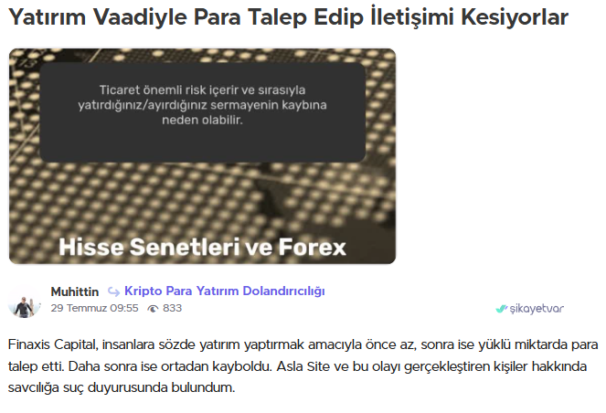 finaxis capital şikayet