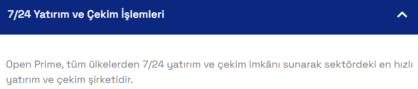 open prime ödeme yöntemleri