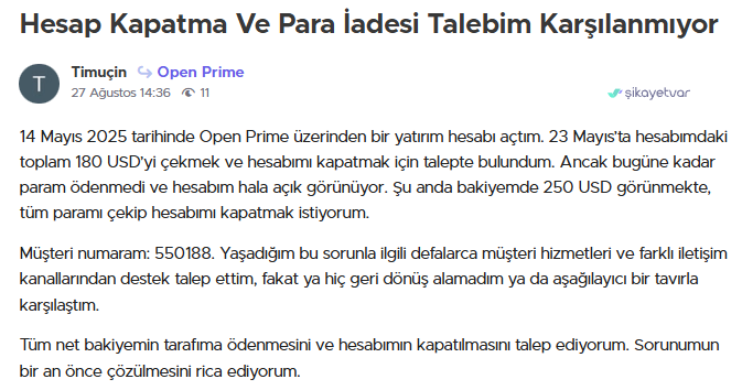 open prime şikayet