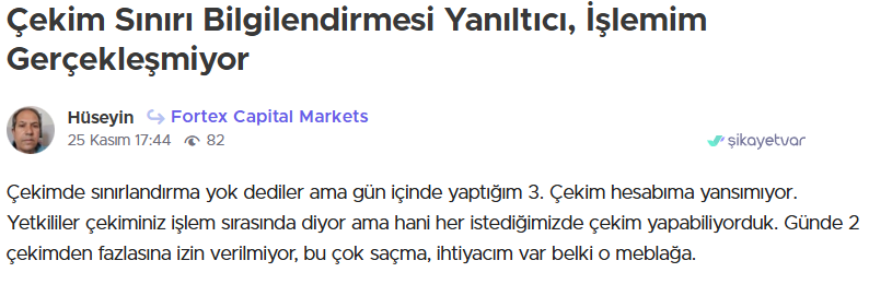 fortex capital markets şikayet