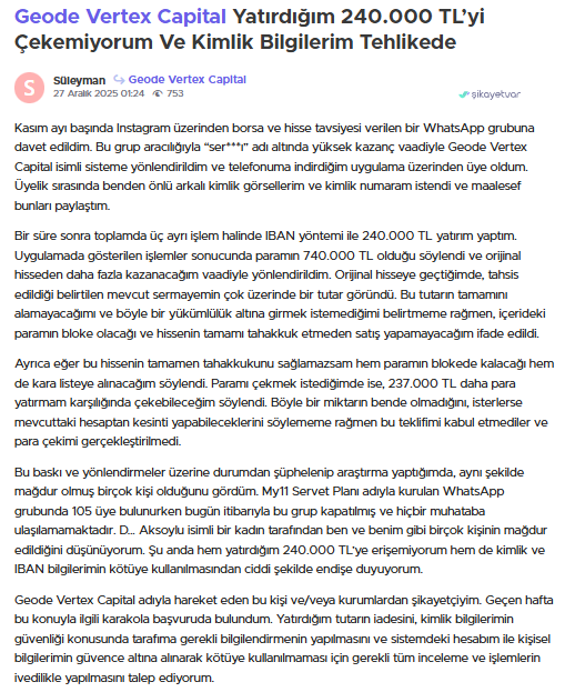 geode vertex capital şikayet