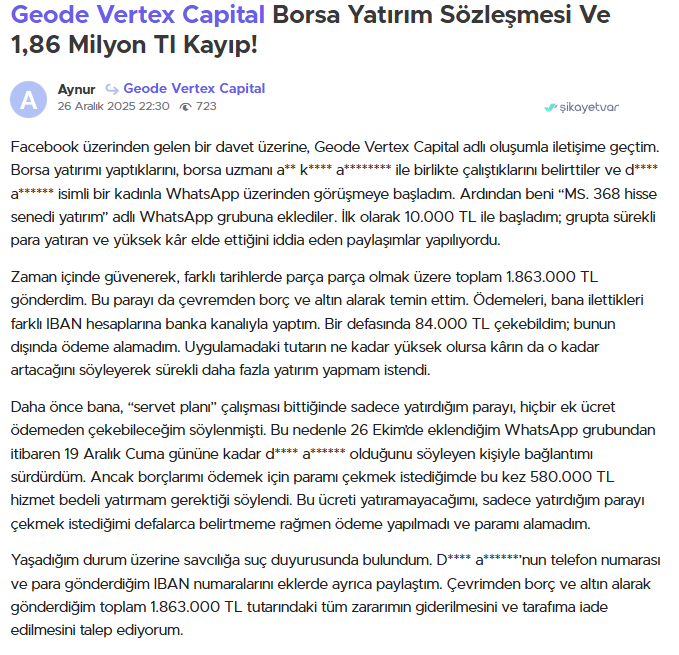 geode vertex capital şikayet