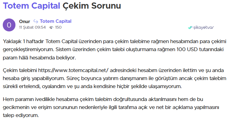 totem capital şikayet